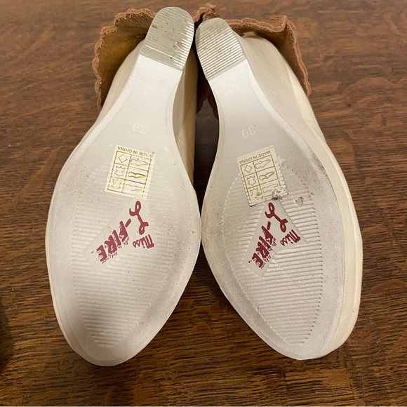 MISS L-FIRE CREAM GOLD ANGEL WINGS PLATFORM PUMP RETRO STYLE WEDGE HEELS - Picture 10 of 16